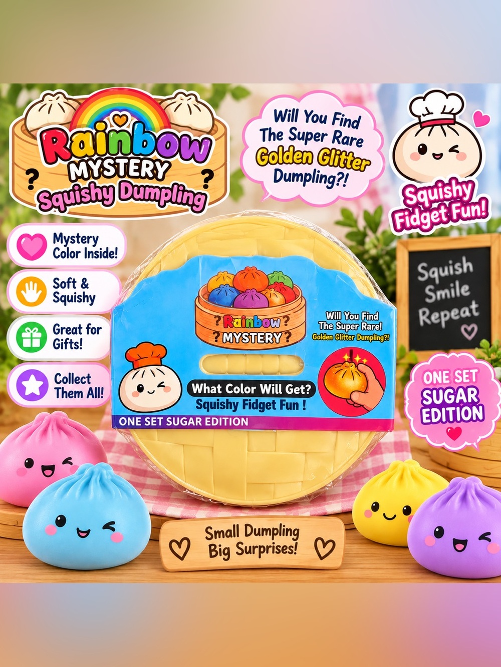Rainbow Mystery Squishy Dumpling Sugar Edition Blind Box New Sealed Fidget Toy